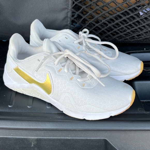 Nike Legend Essentials White and Gold Sneakers Women’s 7 - Picture 1 of 9